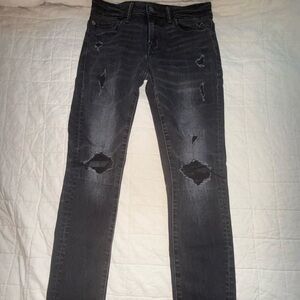 American Eagle Outfitters Men's Black Distressed Slim Jeans